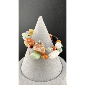 Vintage Mine Finds By Jay King Wrap Bracelet Multicolor Polished Stone 6" READ